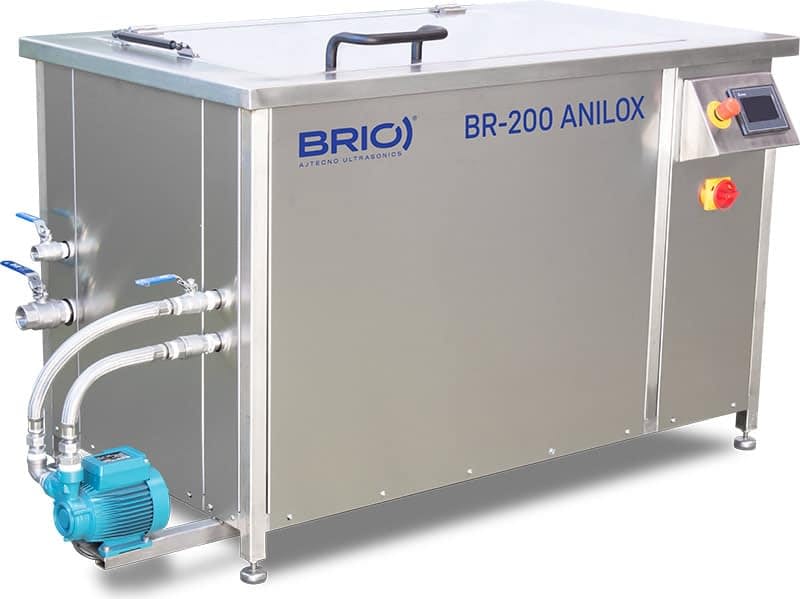 Maquina para la limpieza por ultrasonidos de rodillos anilox de 200 litros de capacidad. BR-200 ANILOX